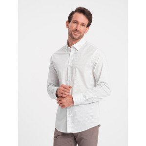 Ombre Men's cotton micro pattern REGULAR FIT shirt - white