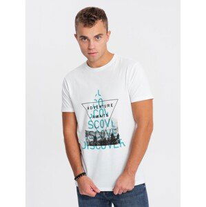 Ombre Men's printed cotton t-shirt - white