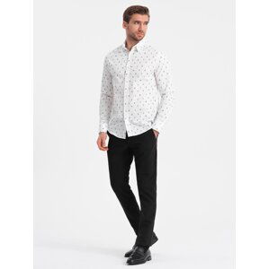 Ombre Men's SLIM FIT patterned cotton shirt - white