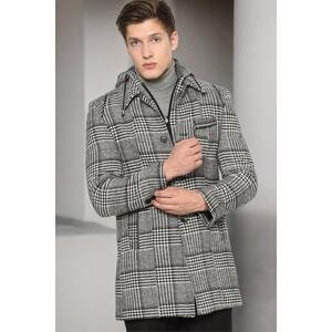 PLT8335 DEWBERRY MEN'S COAT-LIGHT PATTERNED BLACK