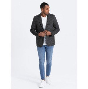 Ombre Men's jacquard jacket in delicate check - black