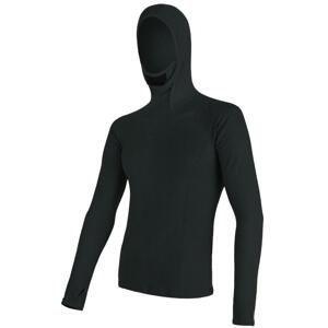 Sensor Merino Df pánské triko dl. rukáv s kapucí černá L