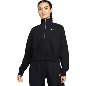 Nike NSW PHNX FLC QZ CROP Dámska mikina, čierna, veľkosť L