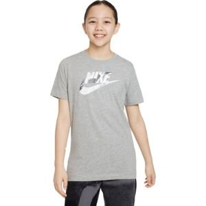 Nike NSW TEE CLUB CAMO Dievčenské tričko, sivá, veľkosť L