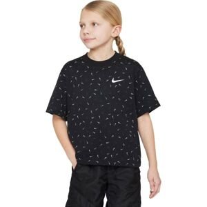 Nike SPORTSWEAR BOXY SWOOSH Dievčenské tričko, čierna, veľkosť L