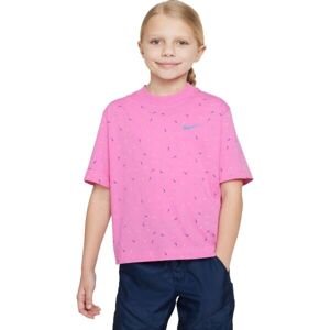 Nike SPORTSWEAR BOXY SWOOSH Dievčenské tričko, ružová, veľkosť L