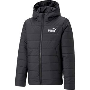 Puma ESSENTIALS HOODIED PADDED JACKET Chlapčenská bunda, čierna, veľkosť