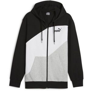 Puma POWER COLORBLOCK FULL ZIP HOODIE TR Pánska mikina, čierna, veľkosť M