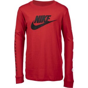 Nike NSW TEE LS FUTURA B Chlapčenské  tričko s dlhým rukávom, červená, veľkosť
