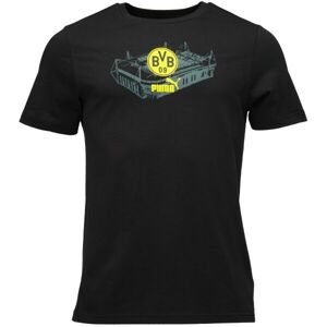Puma BVB FTBLICONS TEE Pánske tričko, čierna, veľkosť