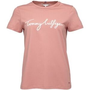 Tommy Hilfiger REG C-NK SIGNATURE TEE Dámske tričko, lososová, veľkosť