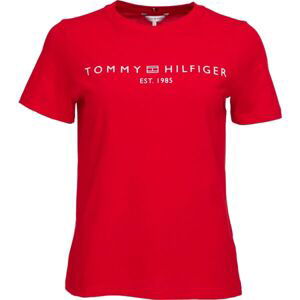 Tommy Hilfiger LOGO CREW NECK Dámske tričko, červená, veľkosť