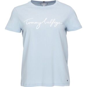 Tommy Hilfiger REG C-NK SIGNATURE TEE Dámske tričko, svetlomodrá, veľkosť