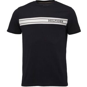 Tommy Hilfiger MONOTYPE LOGO STRIPE LOUNGE Pánske tričko, tmavo modrá, veľkosť