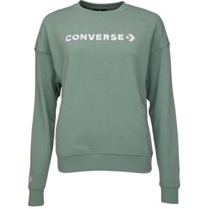 Converse WORDMARK FLEECE HOODIE EMB Dámska mikina, zelená, veľkosť