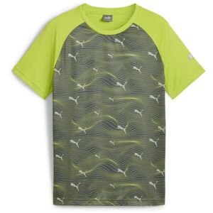 Puma ACTIVE SPORTS AOP TEE B Chlapčenské športové tričko, zelená, veľkosť 128