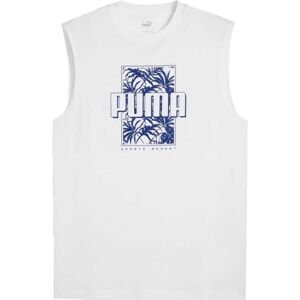 Puma ESSENTIALS + PALMS RESORT SLEEVESS TEE Pánske tričko bez rukávov, biela, veľkosť