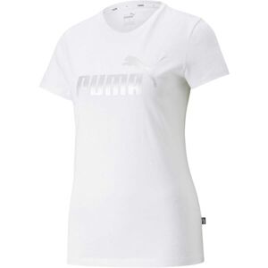 Puma ESS+ METALLIC LOGO TEE Dámske tričko, biela, veľkosť