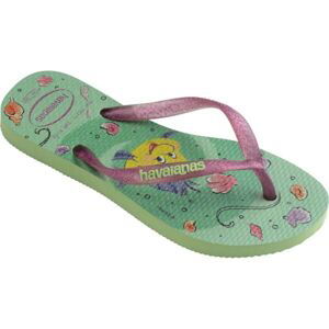 HAVAIANAS KIDS SLIM PRINCESS Dievčenské žabky, svetlo zelená, veľkosť 29/30