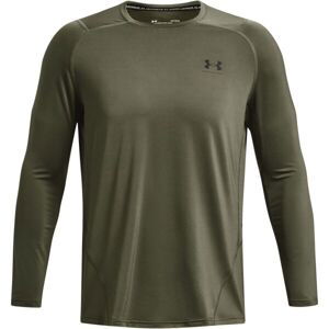 Under Armour HG ARMOUR FITTED LS Pánske tričko s dlhým rukávom, khaki, veľkosť