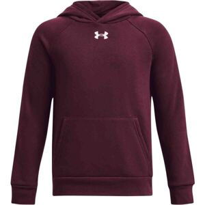 Under Armour RIVAL FLEECE HOODIE Chlapčenská mikina, vínová, veľkosť