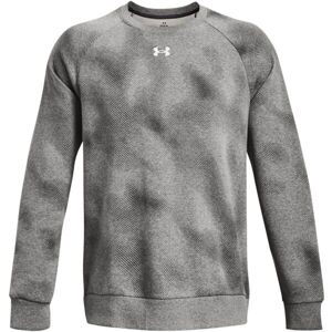 Under Armour RIVAL FLEECE PRINTED CREW Pánska mikina, sivá, veľkosť