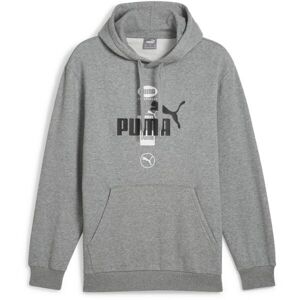 Puma POWER GRAPHICS HOODIE FLEECE Pánska mikina, sivá, veľkosť