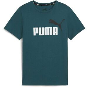 Puma ESS + 2 COL LOGO TEE Chlapčenské tričko, tmavo zelená, veľkosť