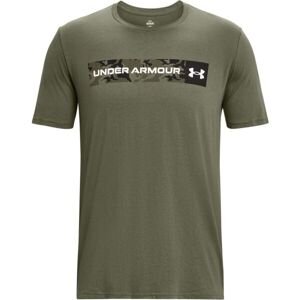 Under Armour UA CAMO CHEST STRIPE SS Pánske tričko, khaki, veľkosť