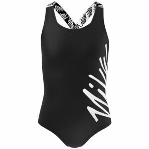 Nike SCRIPT LOGO Dievčenské jednodielne plavky, čierna, veľkosť XL