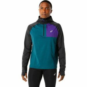 Asics WINTER RUN LS HOODIE Pánska mikina, tmavo zelená, veľkosť S