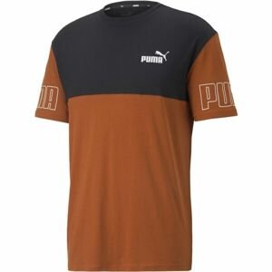 Puma PUMA POWER COLOR BLOCK TEE Pánske tričko, hnedá, veľkosť M