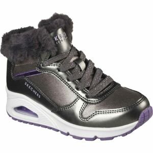 Skechers UNO - COZY ON AIR Detská zimná obuv, sivá, veľkosť 30