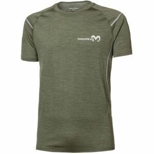 PROGRESS MW NKR Pánske Merino tričko s krátkym rukávom, tmavo zelená, veľkosť