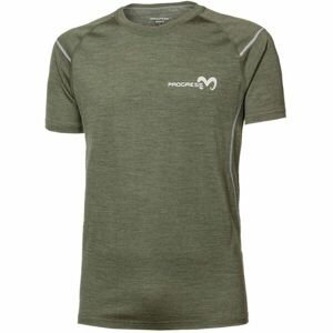 PROGRESS MW NKR Pánske Merino tričko s krátkym rukávom, tmavo zelená, veľkosť M