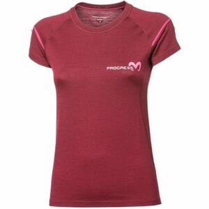PROGRESS MW NKRZ Dámske Merino tričko s krátkym rukávom, vínová, veľkosť L