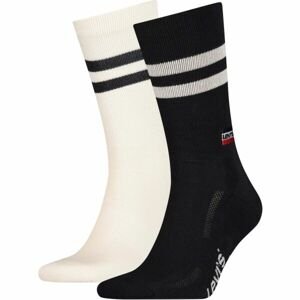 Levi's® REG CUT RETRO SPORT STRIPES 2P Unisex ponožky, čierna, veľkosť