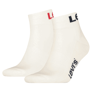 Levi's MID CUT SPORT LOGO 2P Unisex ponožky, biela, veľkosť 39/42
