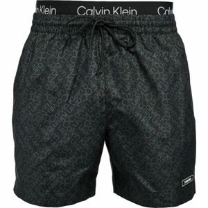 Calvin Klein CORE SOLIDS-MEDIUM DOUBLE WB-PRINT Pánske kúpacie šortky, čierna, veľkosť