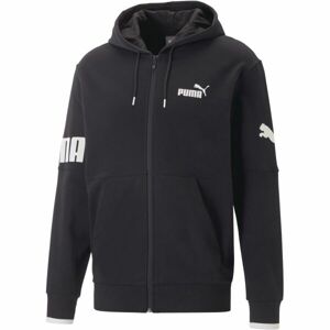 Puma POWER COLORBLOCK FULL ZIP HOODIE TR Pánska mikina, čierna, veľkosť M