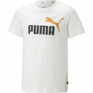Puma ESS + 2 COL LOGO TEE Chlapčenské tričko, biela, veľkosť 116