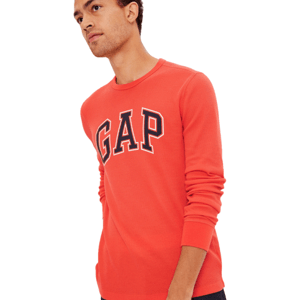GAP V-INTX WAFFLE CREW LOGO Pánske tričko s dlhým rukávom, oranžová, veľkosť XL