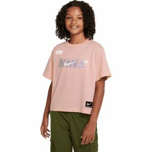Nike NSW TEE BOXY ICON CLASH Dievčenské tričko, ružová, veľkosť M
