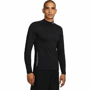 Nike TOP WARM LS MOCK Pánske športové tričko, čierna, veľkosť L