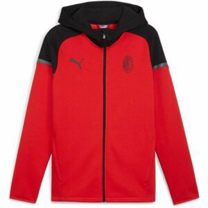 Puma ACM CASUALS HOODED JKT Pánska futbalová mikina, červená, veľkosť S