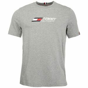 Tommy Hilfiger ESSENTIALS BIG LOGO S/S TEE Pánske tričko, sivá, veľkosť XL