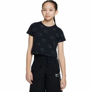 Nike NSW TEE CROP AIR AOP Dievčenské tričko, čierna, veľkosť L