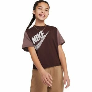 Nike NSW TEE ESSNTL BOXY TEE Dievčenské tričko, hnedá, veľkosť