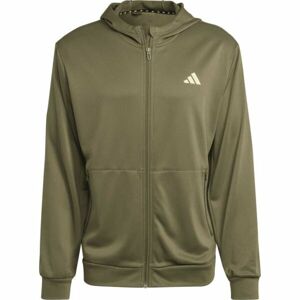 adidas TR-ES+ FZ JA Pánska športová mikina, khaki, veľkosť L