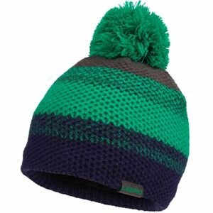 Lewro RONAN Chlapčenská pletená čiapka s brmbolcom, zelená, veľkosť 4-7